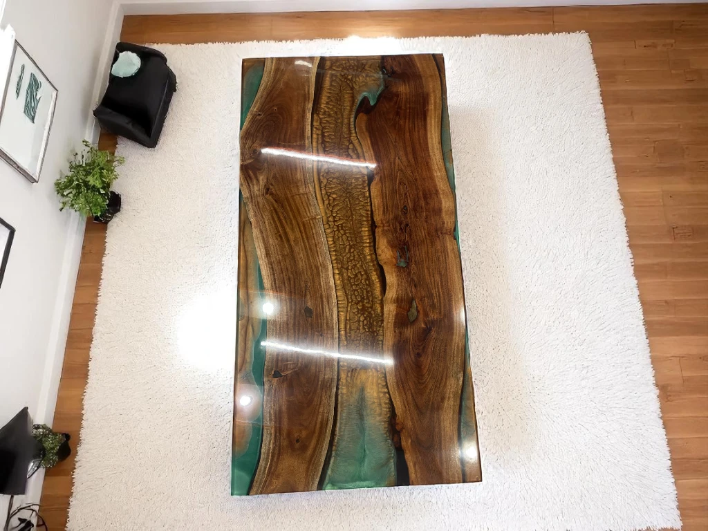 Stylish Oval Wood Epoxy Live Edge Coffee Table for Sale